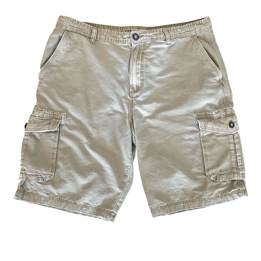 BKE Buckle Warren Cargo Shorts Mens 36x12 Beige Cotton Athletic Fit Rugged